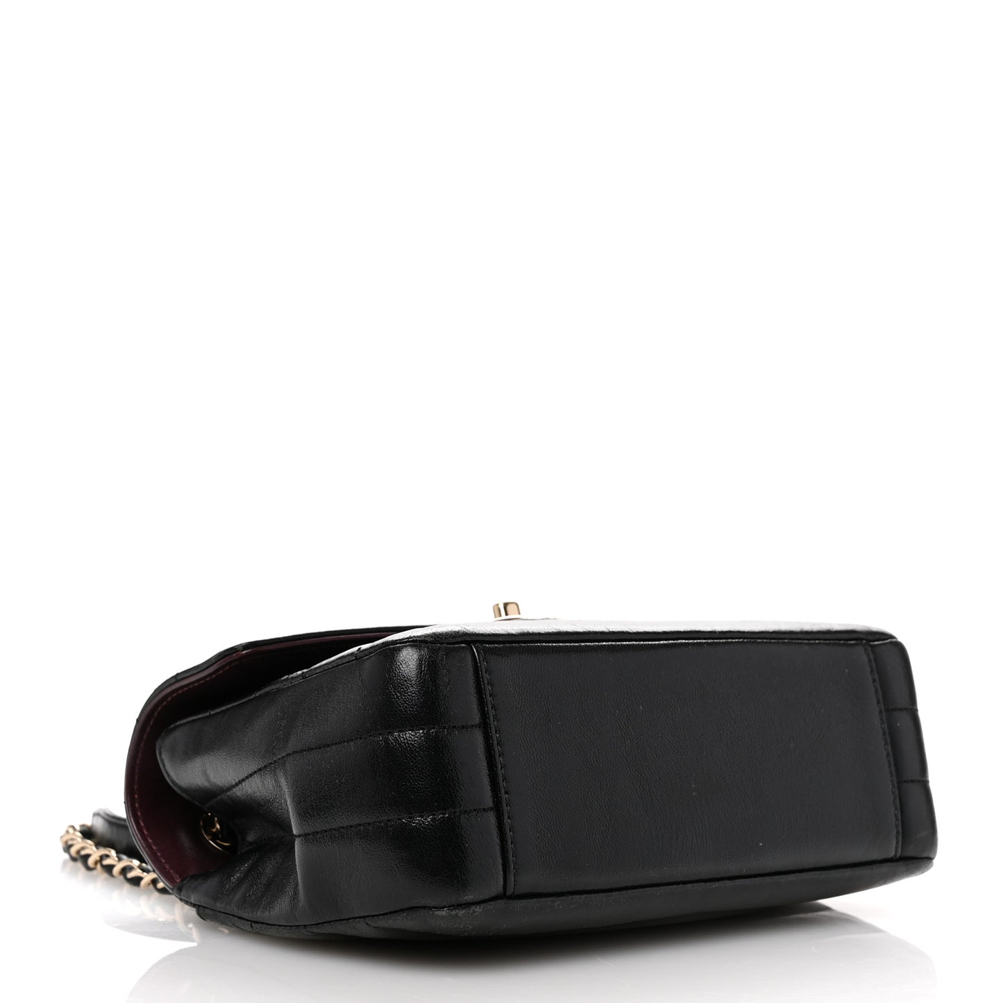 Shiny Lambskin Quilted Small Chevron Miroir Black