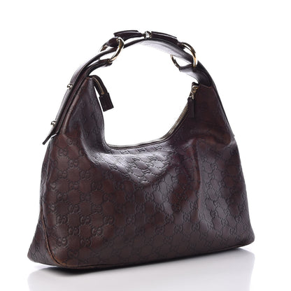 Gucci Guccissima Medium Horsebit Chain Hobo Dark Brown 3 of 12