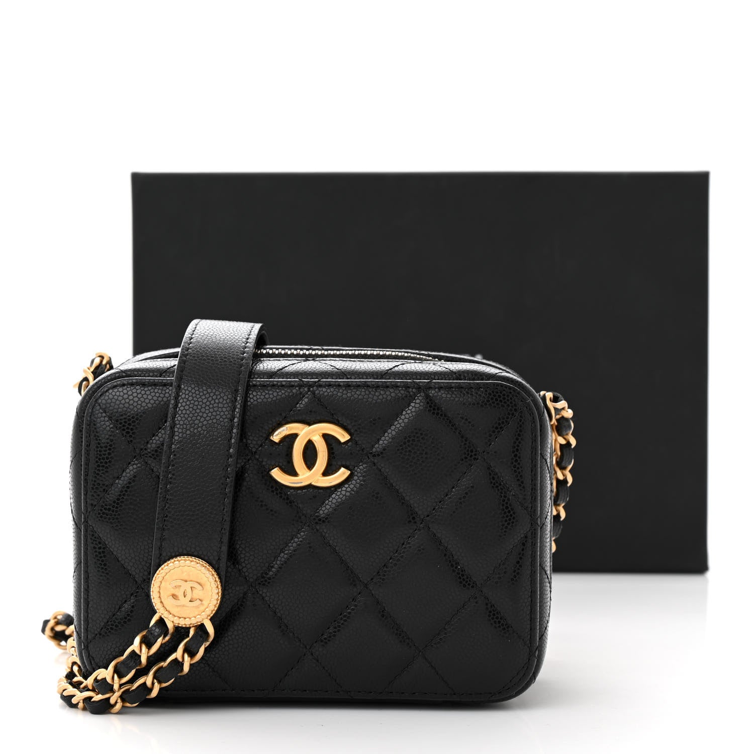 Chanel Caviar Quilted Twist Your Buttons Clutch With Chain Black 11 of 11