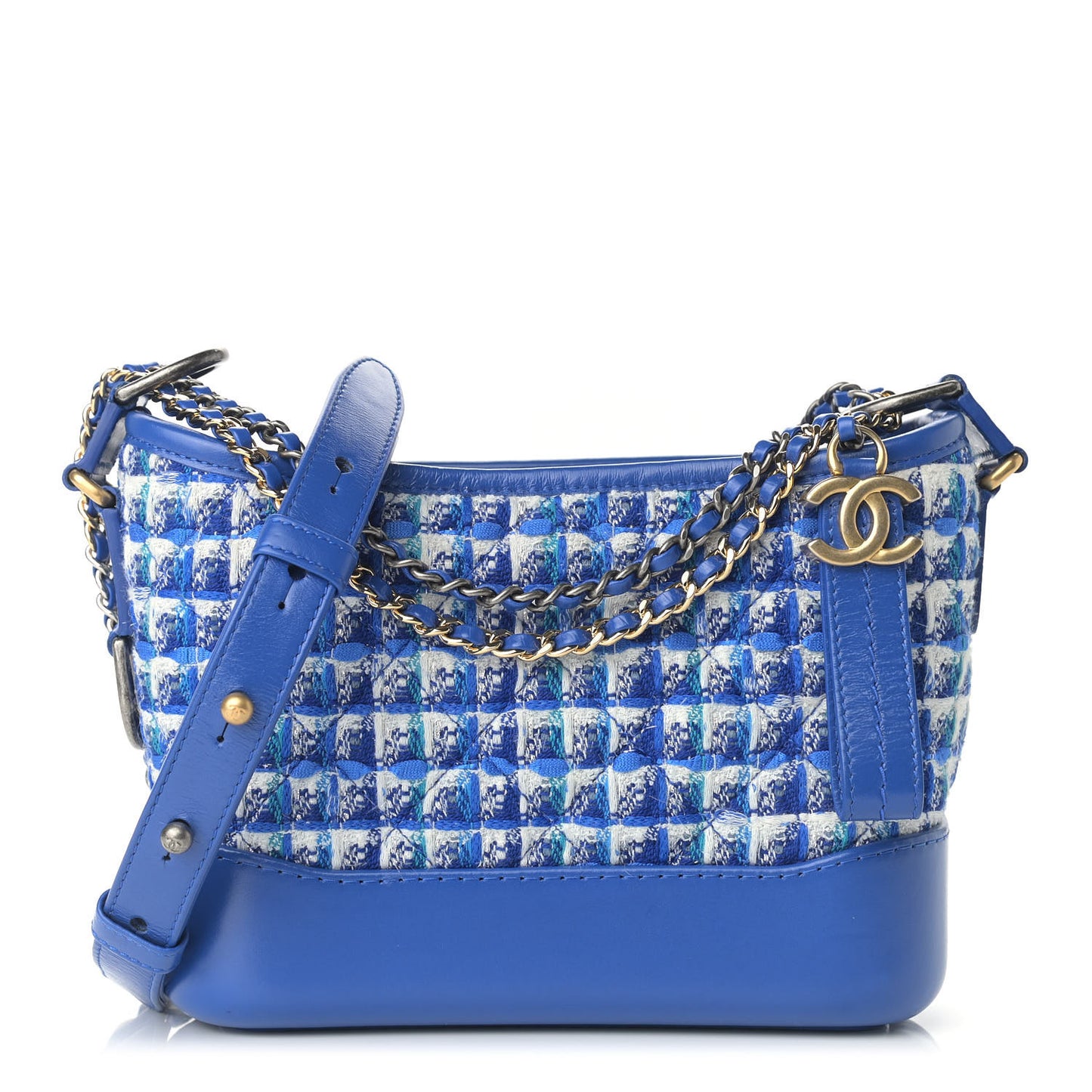 Tweed Calfskin Small Gabrielle Hobo Royal Blue