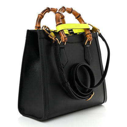Gucci Calfskin Small Diana Tote Bag Black Yellow Fluo 3 of 11