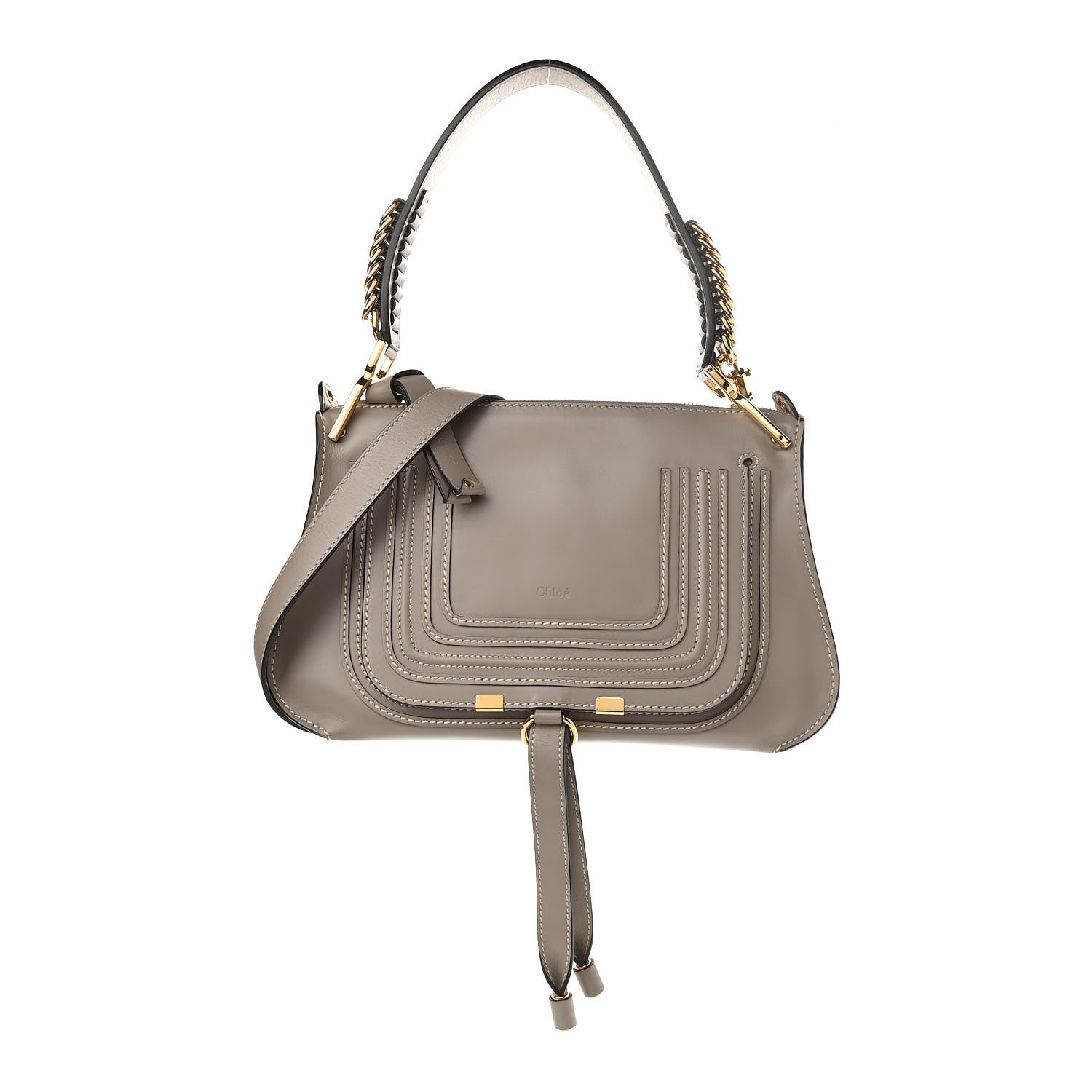 Chloe Calfskin Medium Marcie Saddle Shoulder Bag Motty Grey 1 of 11