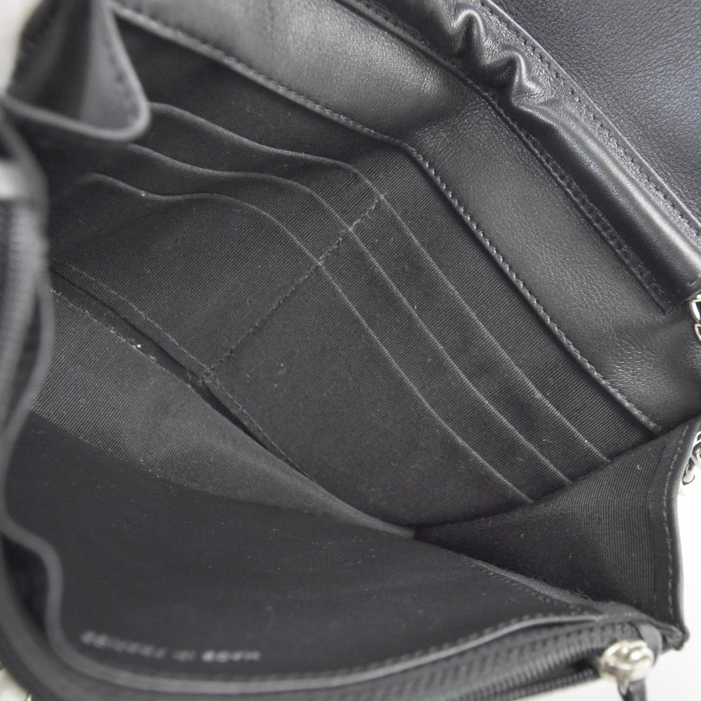 Patent Quilted Wallet On Chain Black