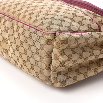 Gucci Monogram Margaux Calfskin Large Diaper Bag Beige Ebony Peonia Flower 7 of 11