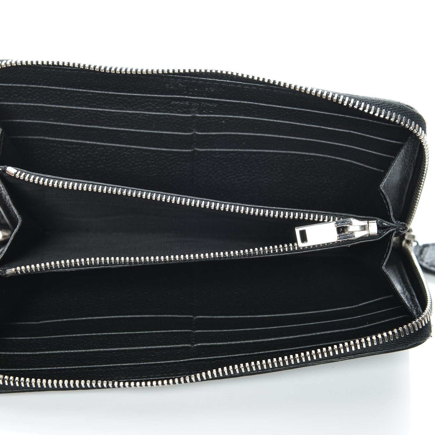 Saint Laurent Grained Calfskin Rive Gauche Zip Around Wallet Black 5 of 6
