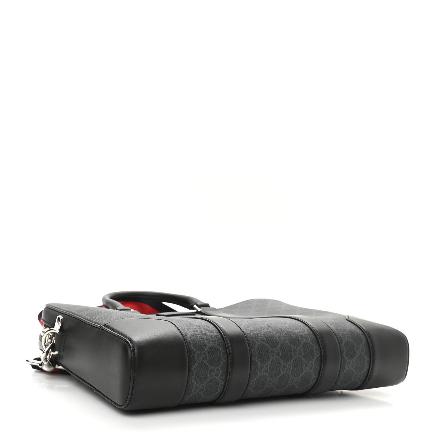 GG Supreme Monogram Appia Calfskin Web Briefcase Black