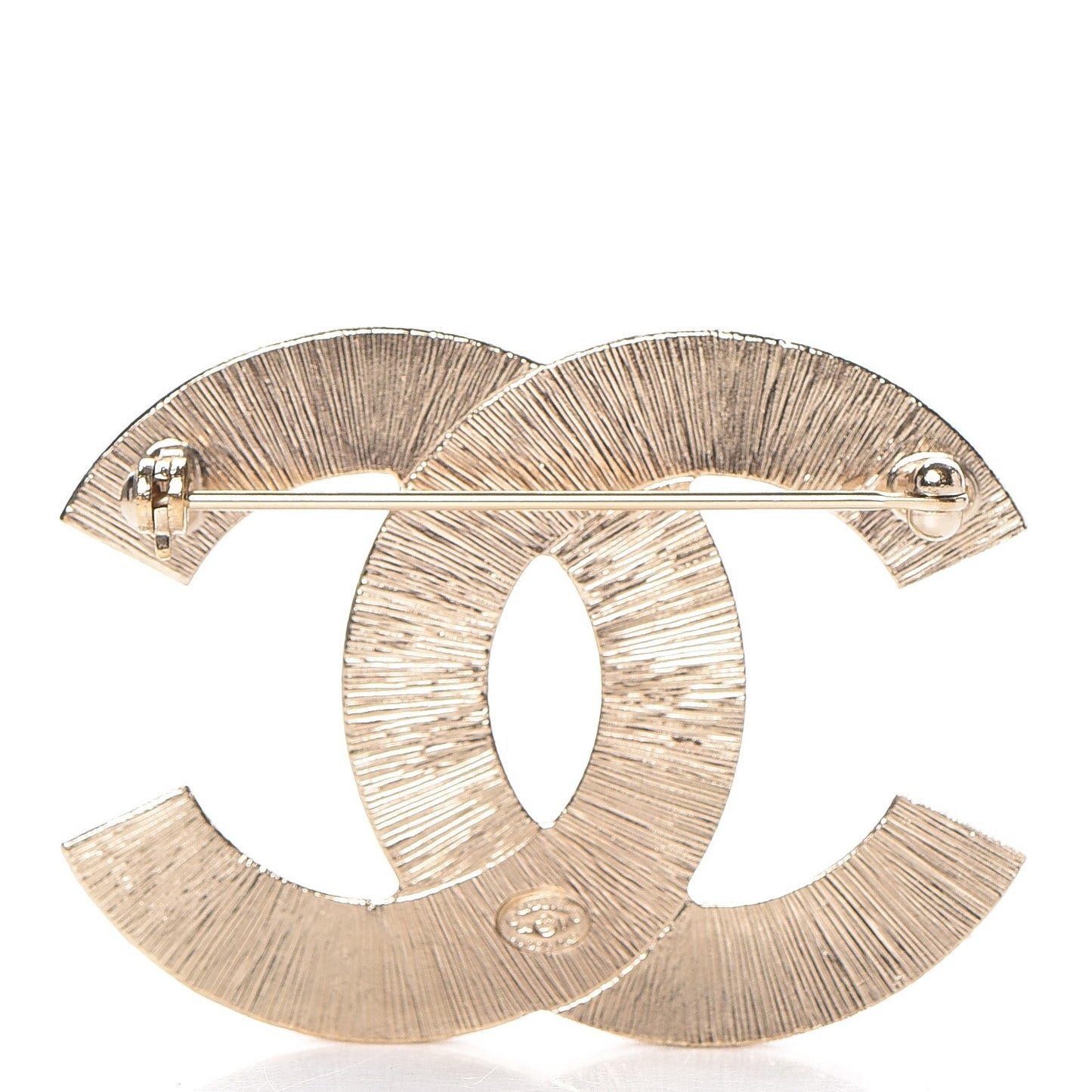 Metal Quilted CC Brooch Silver Gold
