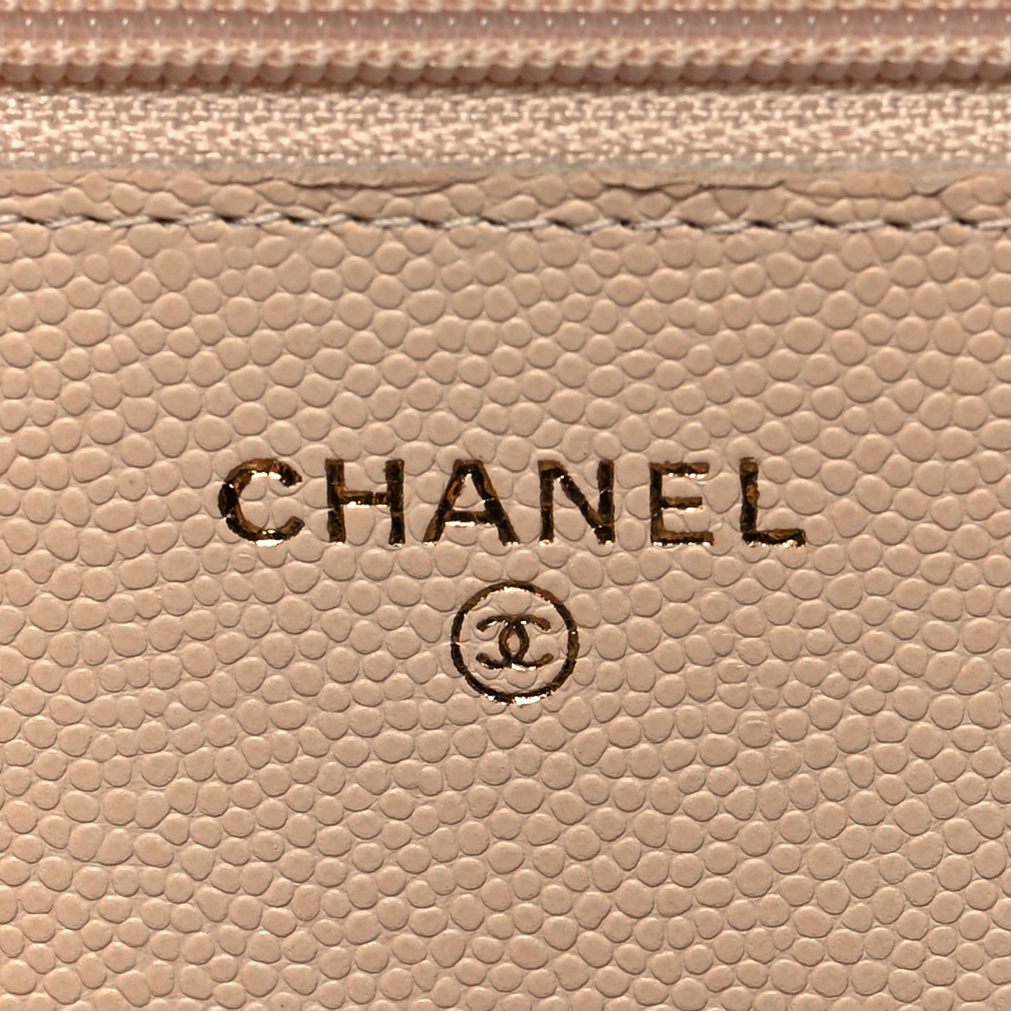 Caviar Quilted Coco Candy Wallet On Chain WOC Beige
