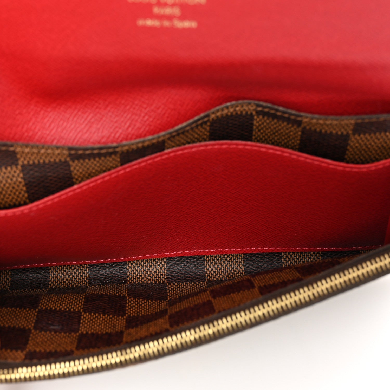Louis Vuitton Damier Ebene Emilie Wallet Red 5 of 9