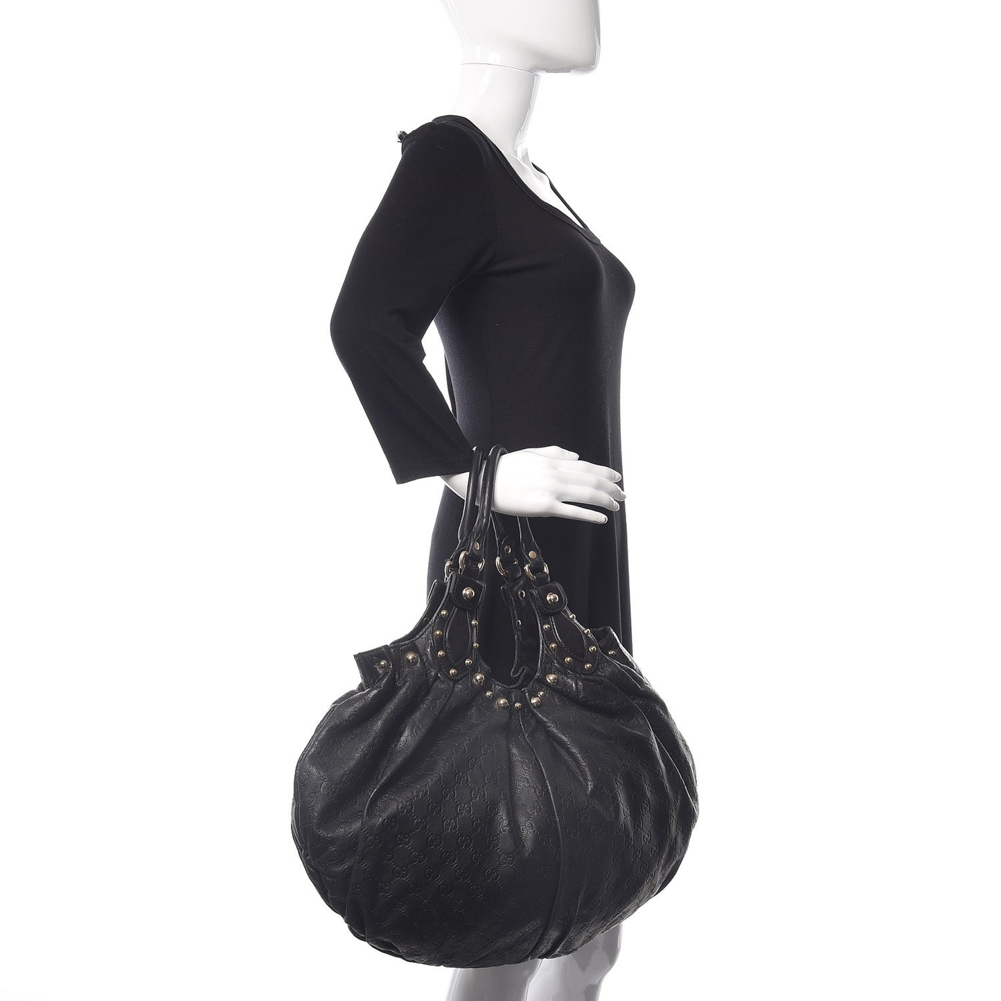Calfskin Studded Large Pelham Tote Black