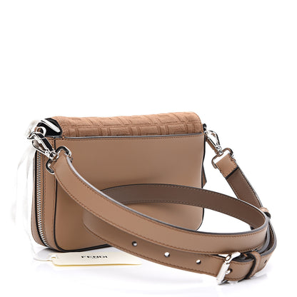 Fendi Vitello Grace Suede FF 1974 Embossed Mini Expandable Flap Bag Sand Sughero 2 of 9