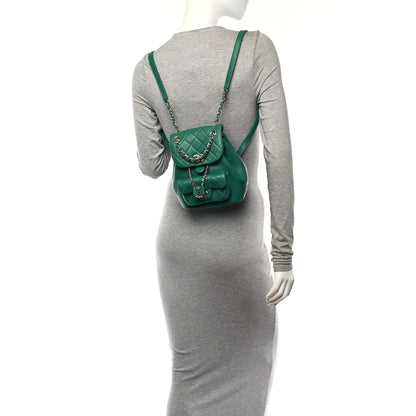 Chanel Lambskin Quilted Small Duma Drawstring Backpack Green 2 of 11