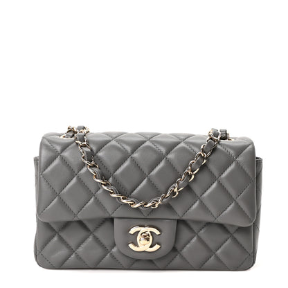 Chanel Lambskin Quilted Mini Rectangular Flap Dark Grey 1 of 10