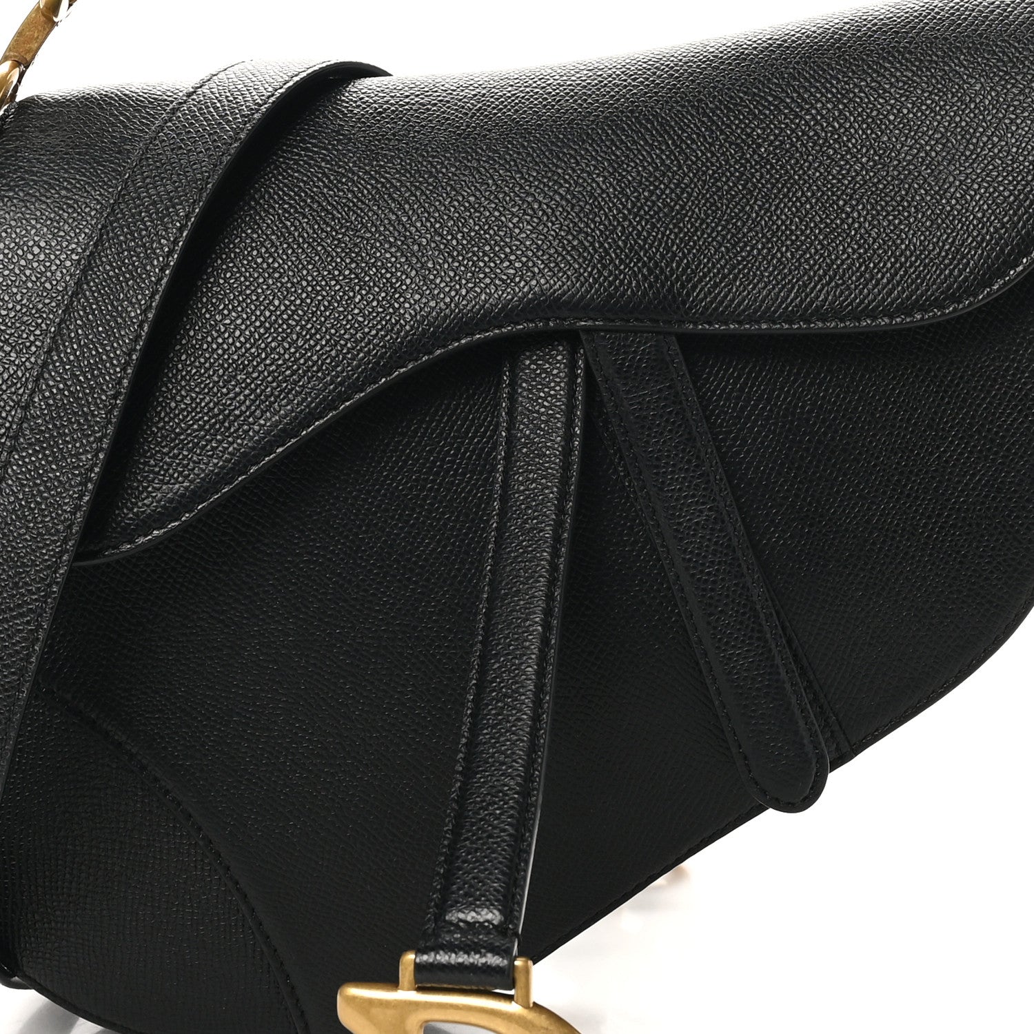 Christian Dior Grained Calfskin Saddle Bag With Strap Black 8 of 10