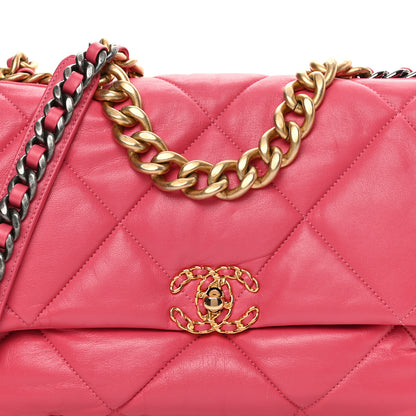 Chanel Goatskin Quilted Large Chanel 19 Flap Dark Pink 7 of 12