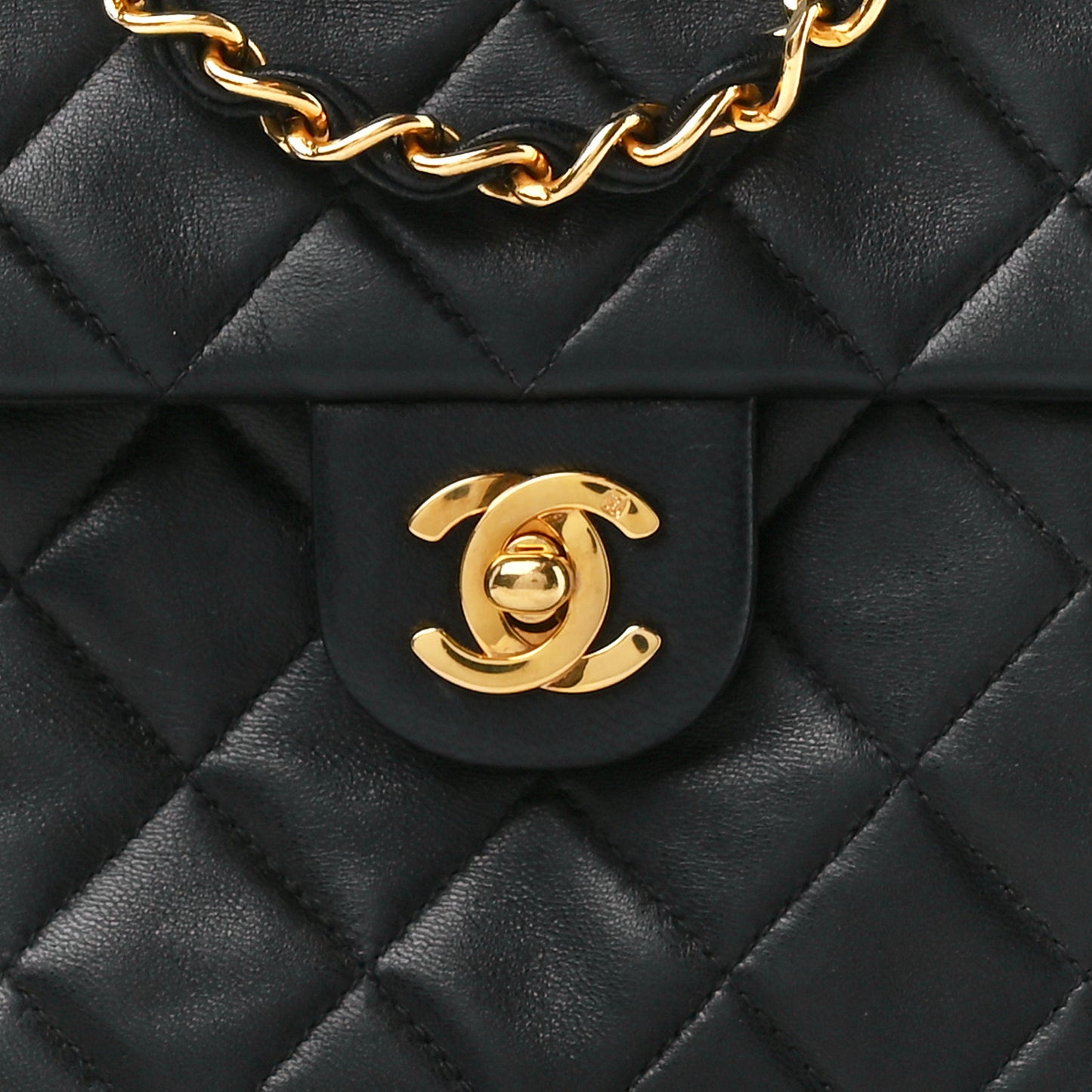 Lambskin Quilted Mini Square Flap Bag Black