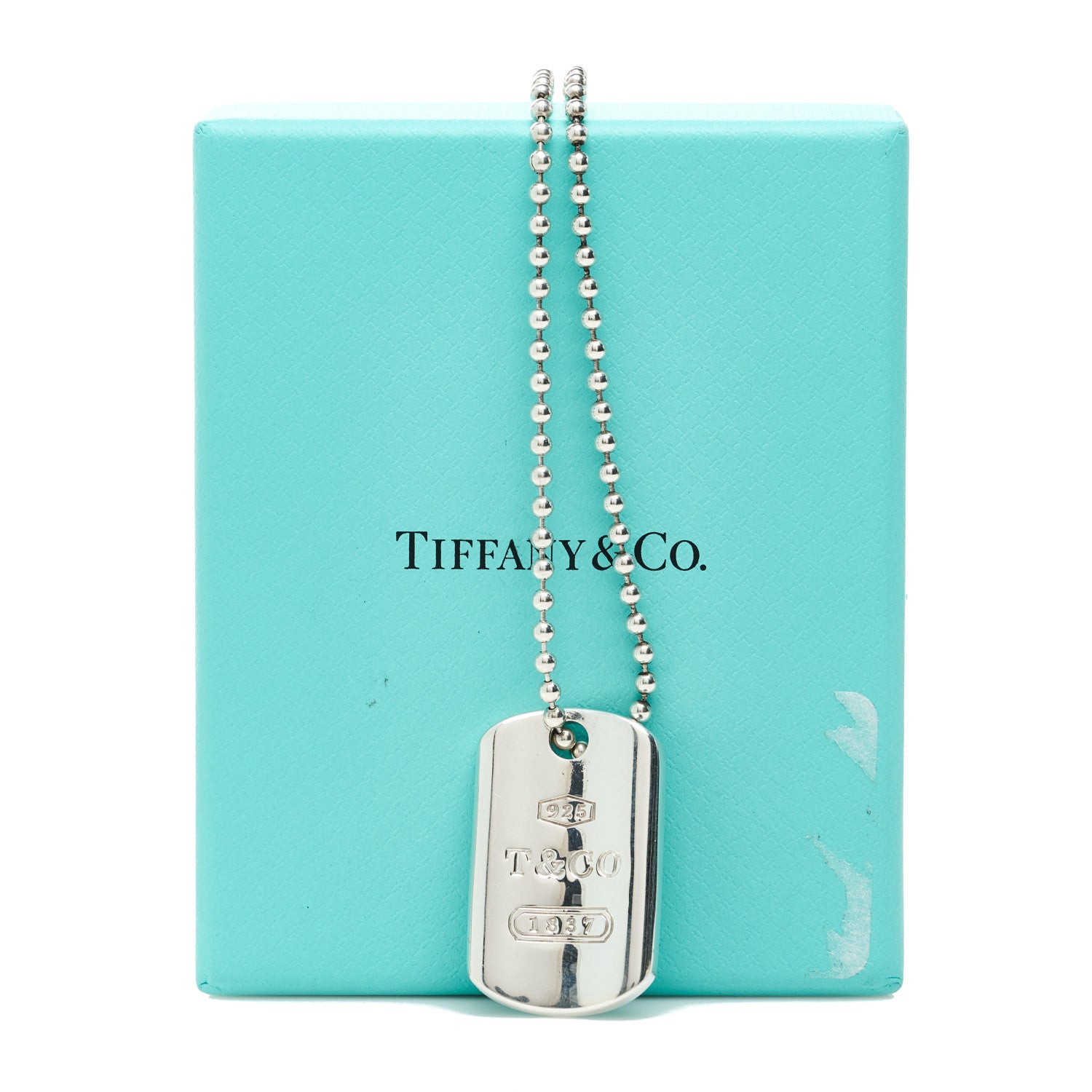 Tiffany Sterling Silver 1837 Dog Tag Pendant Necklace 1573891