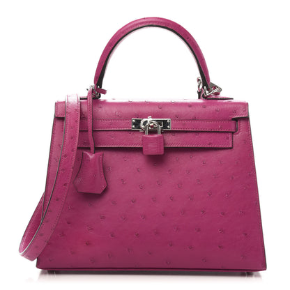 Hermes Ostrich Kelly Sellier 25 Rose Pourpre 1 of 12