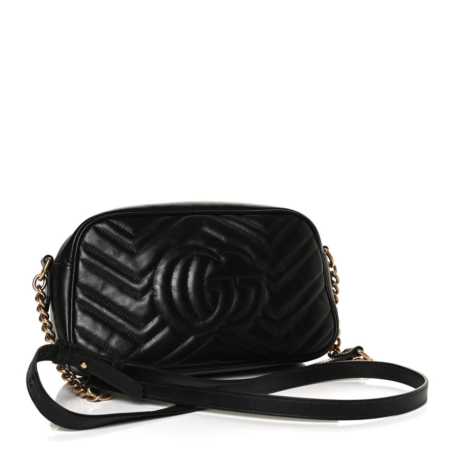 Calfskin Matelasse Small GG Marmont Chain Shoulder Bag Black