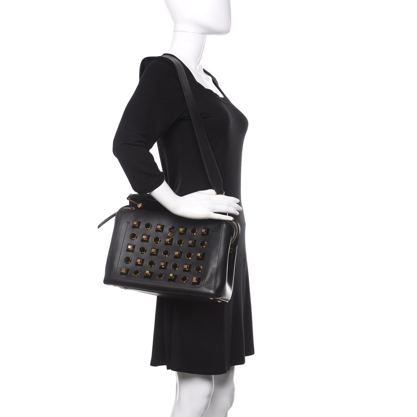 Vitello Baltico Studded Dotcom Satchel Black