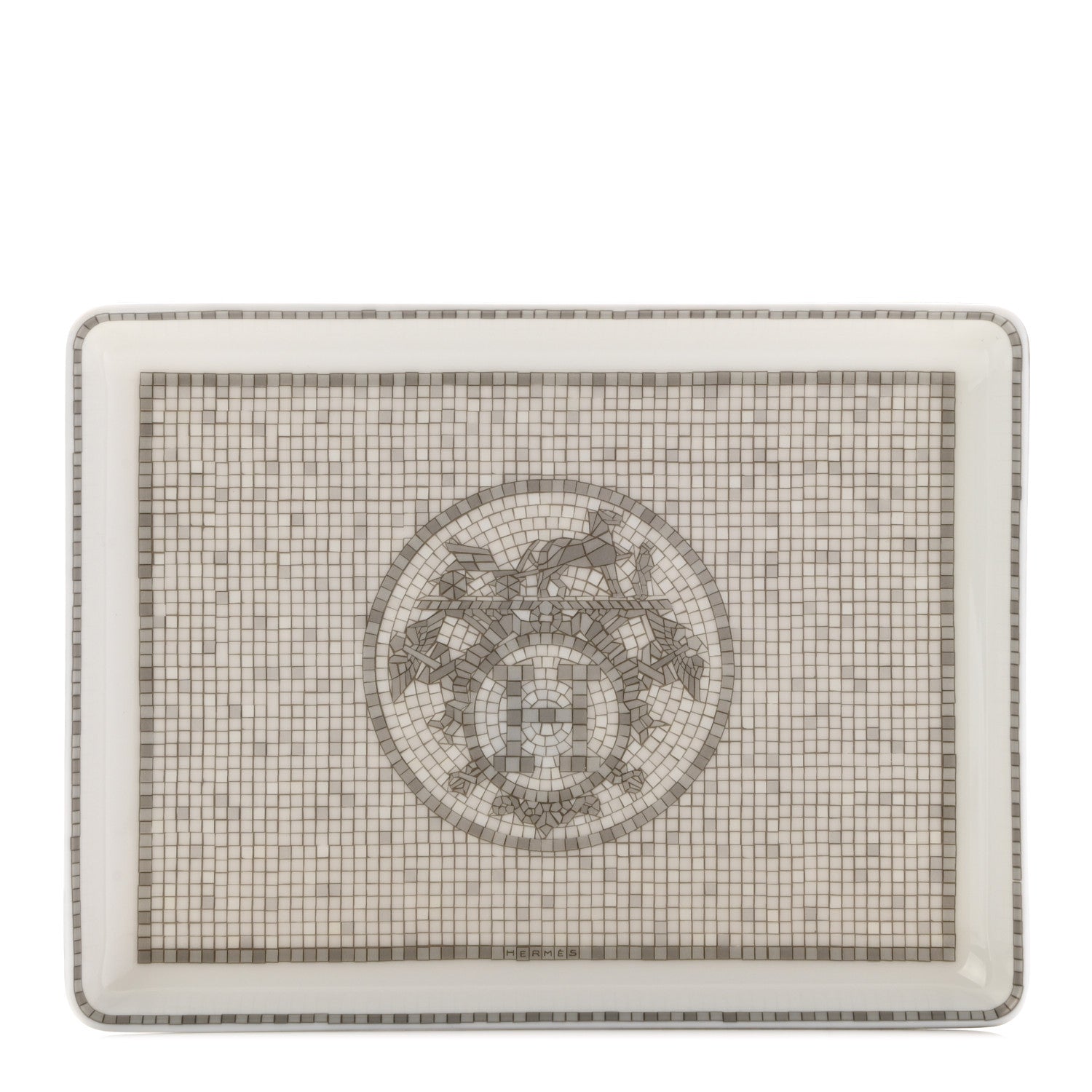 Hermes Porcelain Mosaique Au 24 Sushi Plate Platine 1 of 5