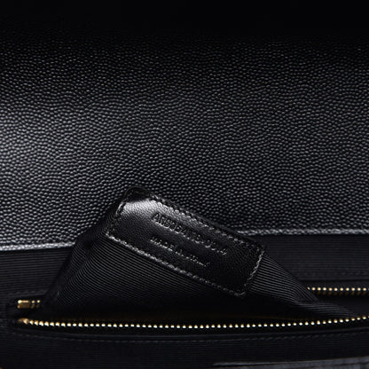 Saint Laurent Grain De Poudre Matelasse Chevron Large Monogram Satchel Black 7 of 7