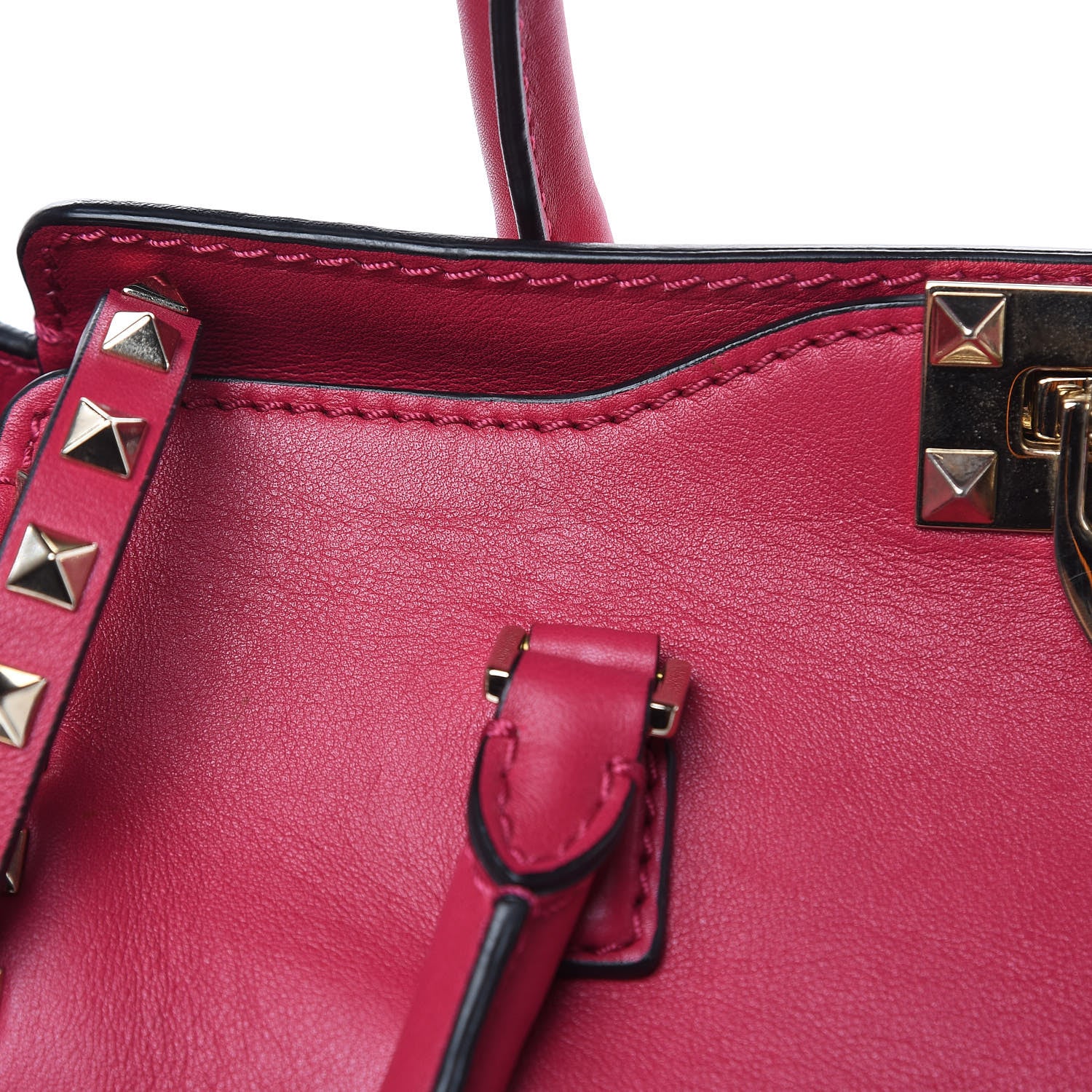 Valentino Garavani Vitello Rockstud Double Handle Tote Cyclamin 9 of 13