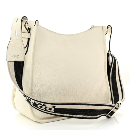 Prada Vitello Daino Soft Hobo Messenger Bag White 3 of 16