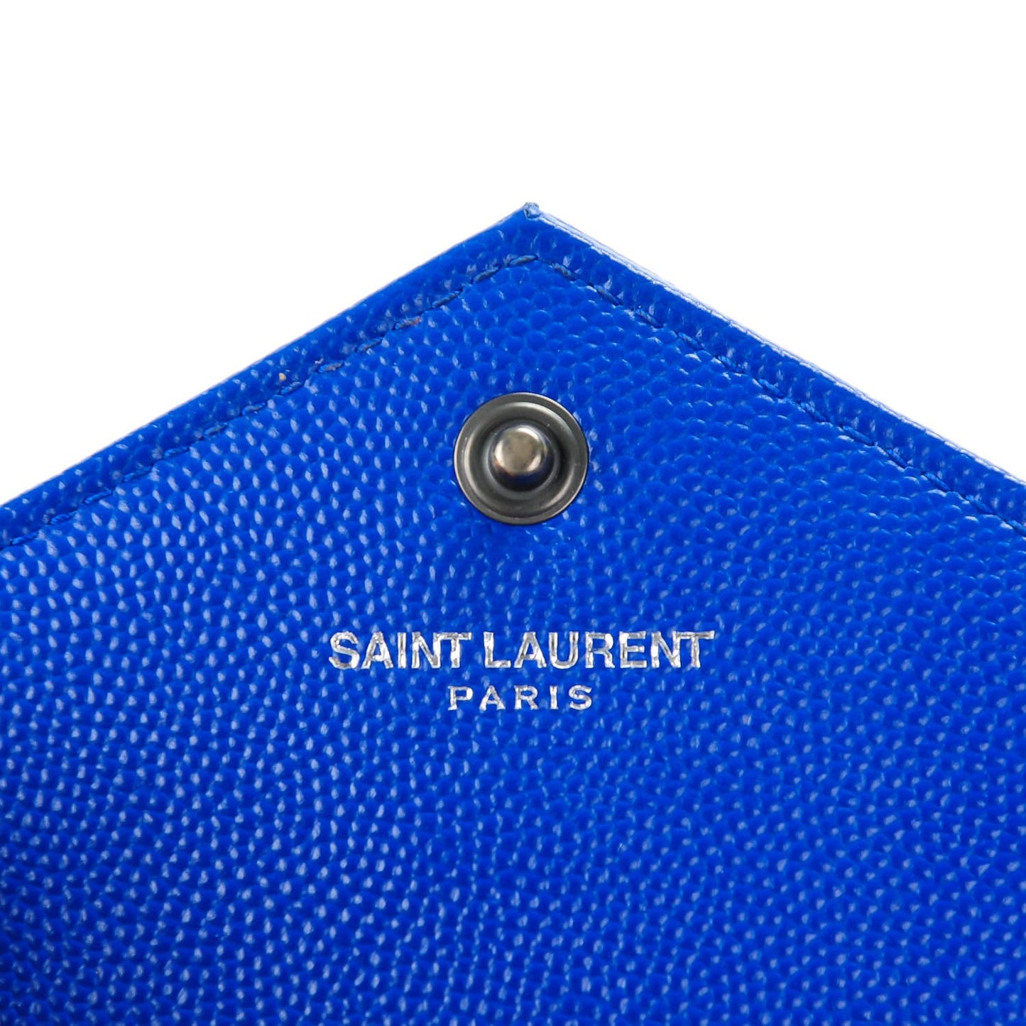 Grain De Poudre Matelasse Chevron Monogram Envelope Chain Wallet Blue Majorelle