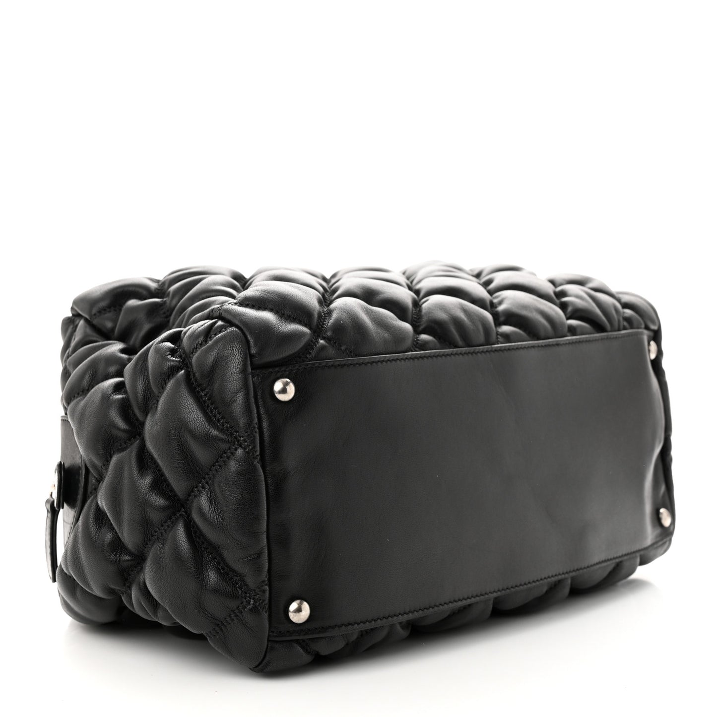 Calfskin Bubble Quilt Bowler Black