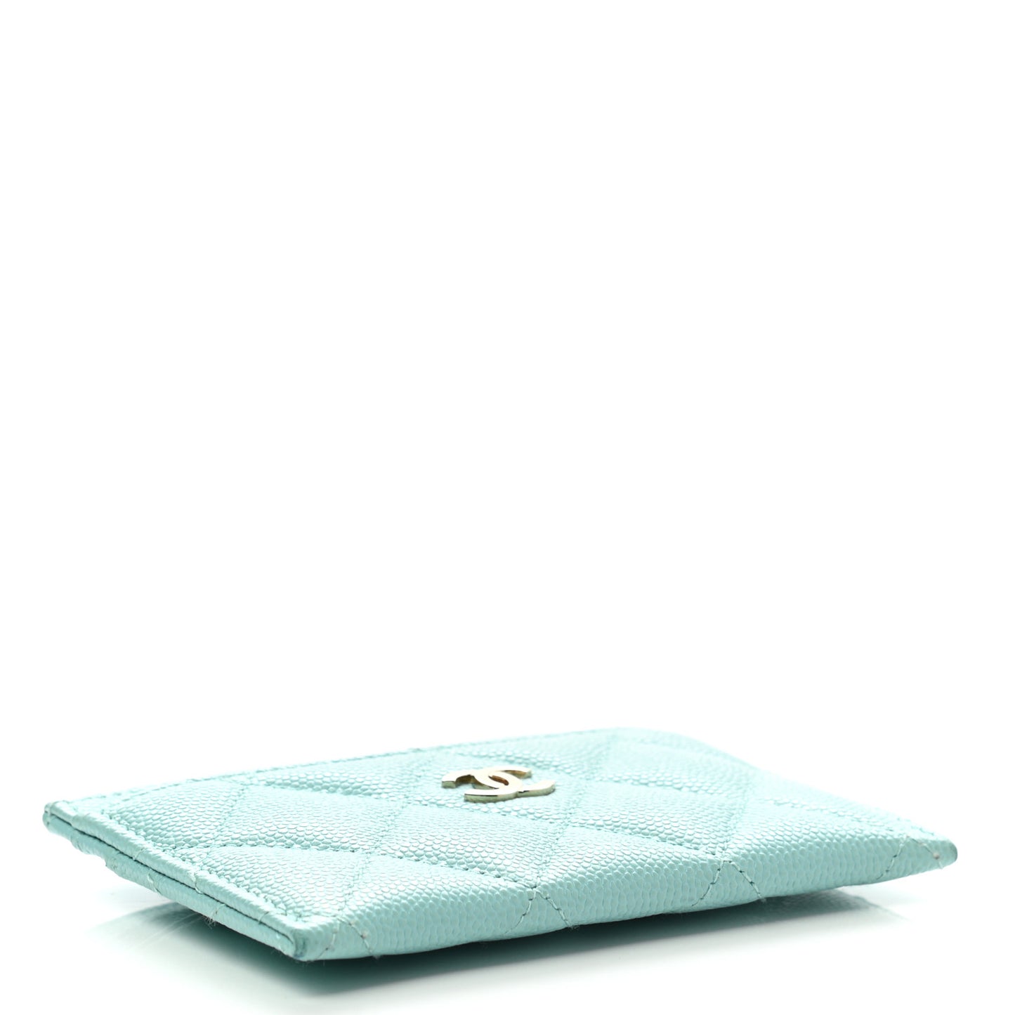 Caviar Quilted Card Holder Light Blue