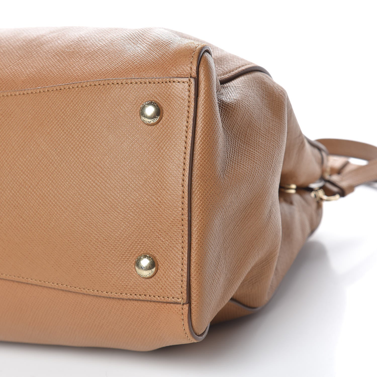 Prada Saffiano Cuir Top Handle Dome Tote Caramel 27 of 29