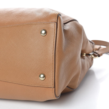 Prada Saffiano Cuir Top Handle Dome Tote Caramel 27 of 29