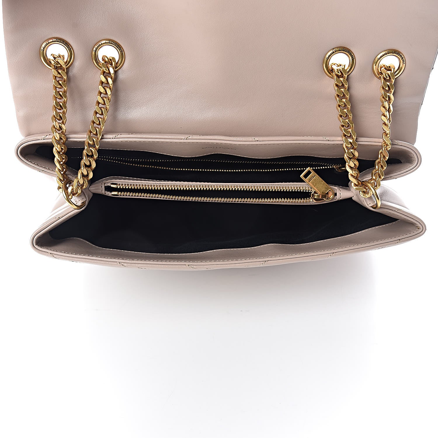 Saint Laurent Calfskin Y Quilted Monogram Medium Loulou Chain Satchel Light Natural 5 of 10