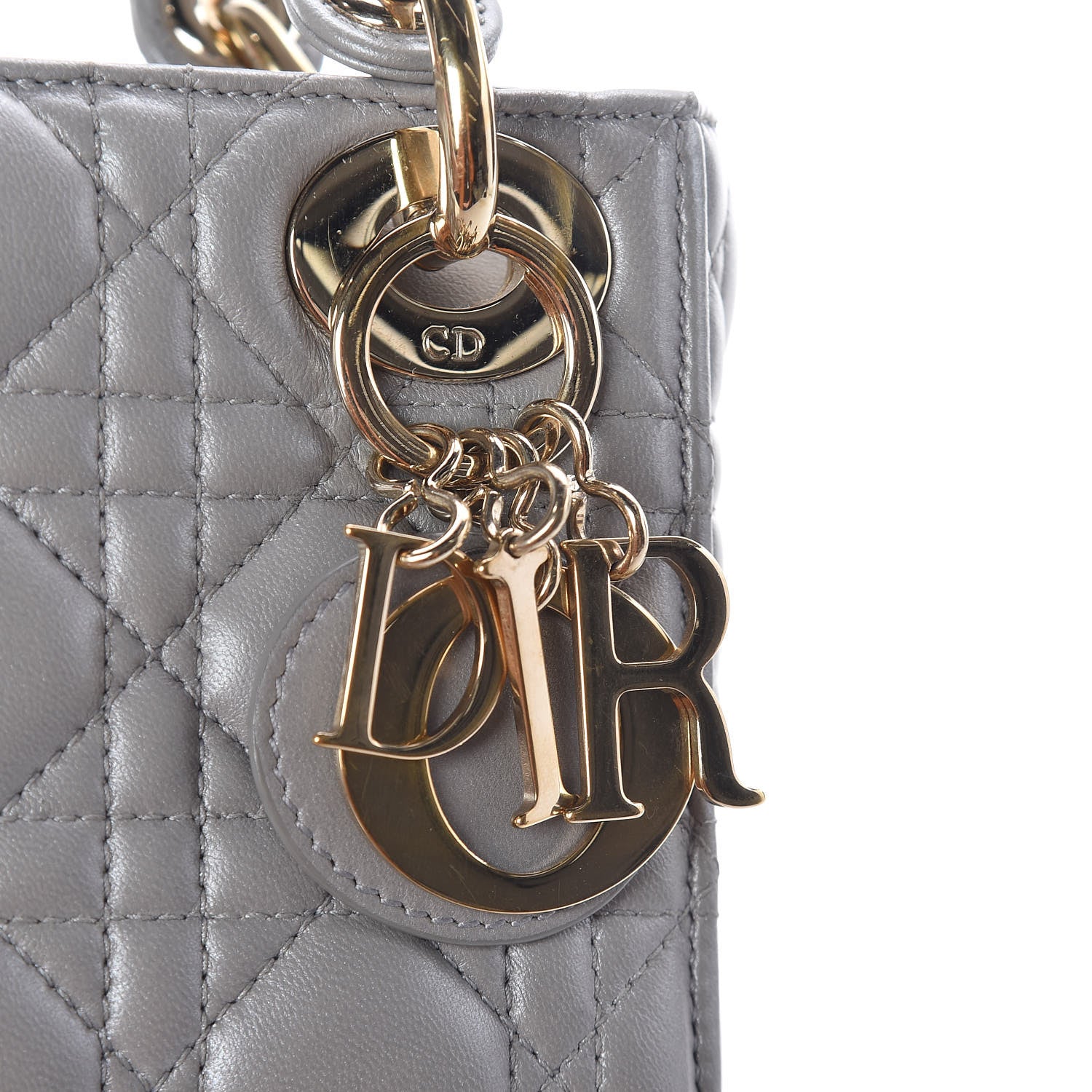 Christian Dior Metallic Lambskin Cannage Mini Lady Dior Grey 17 of 22