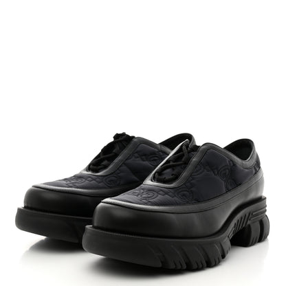 Gucci GG Nylon Monogram Romance Calfskin Mens Platform Loafers 11 Black 3 of 8