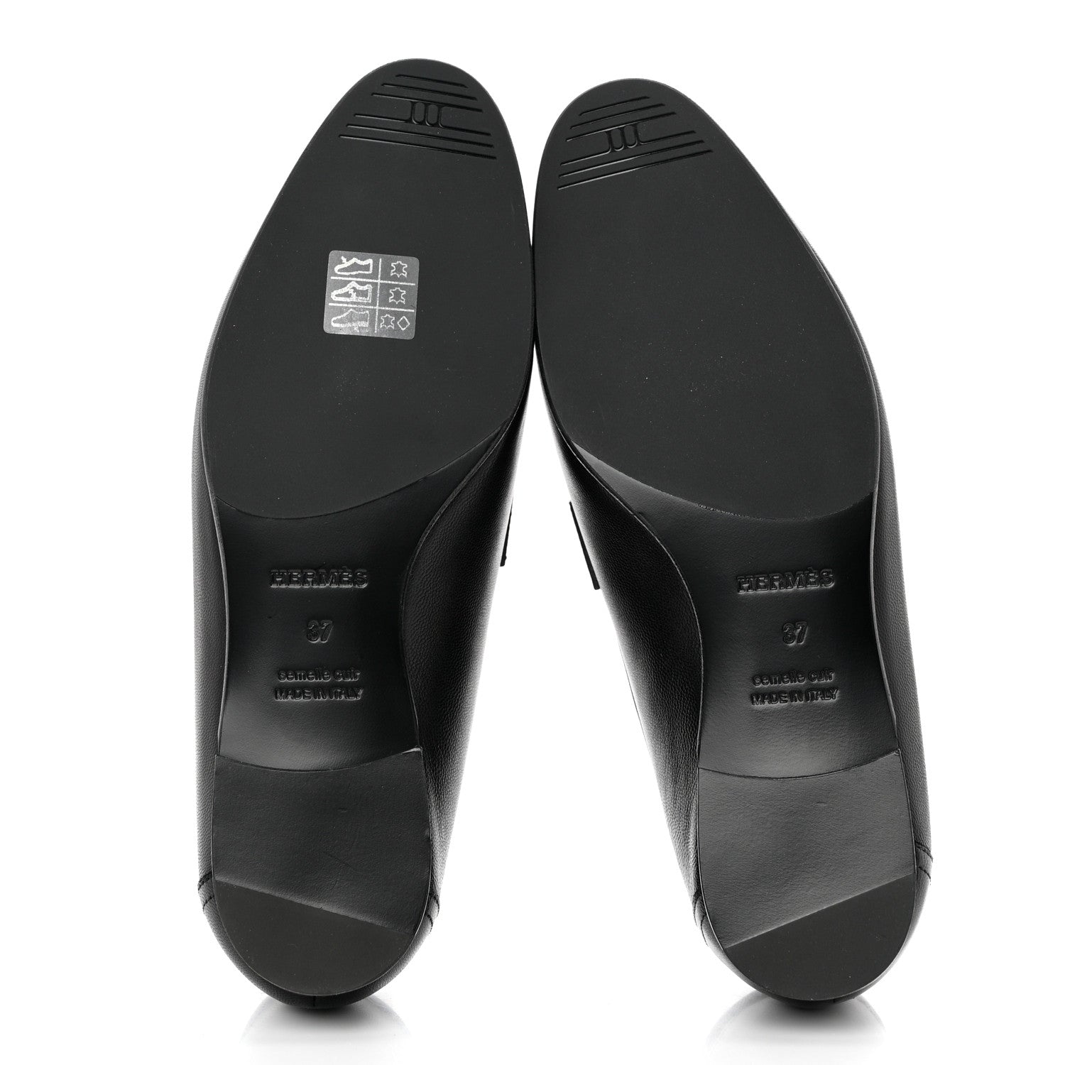 Hermes Goatskin Womens Paris Loafers 37 Black 5 of 7