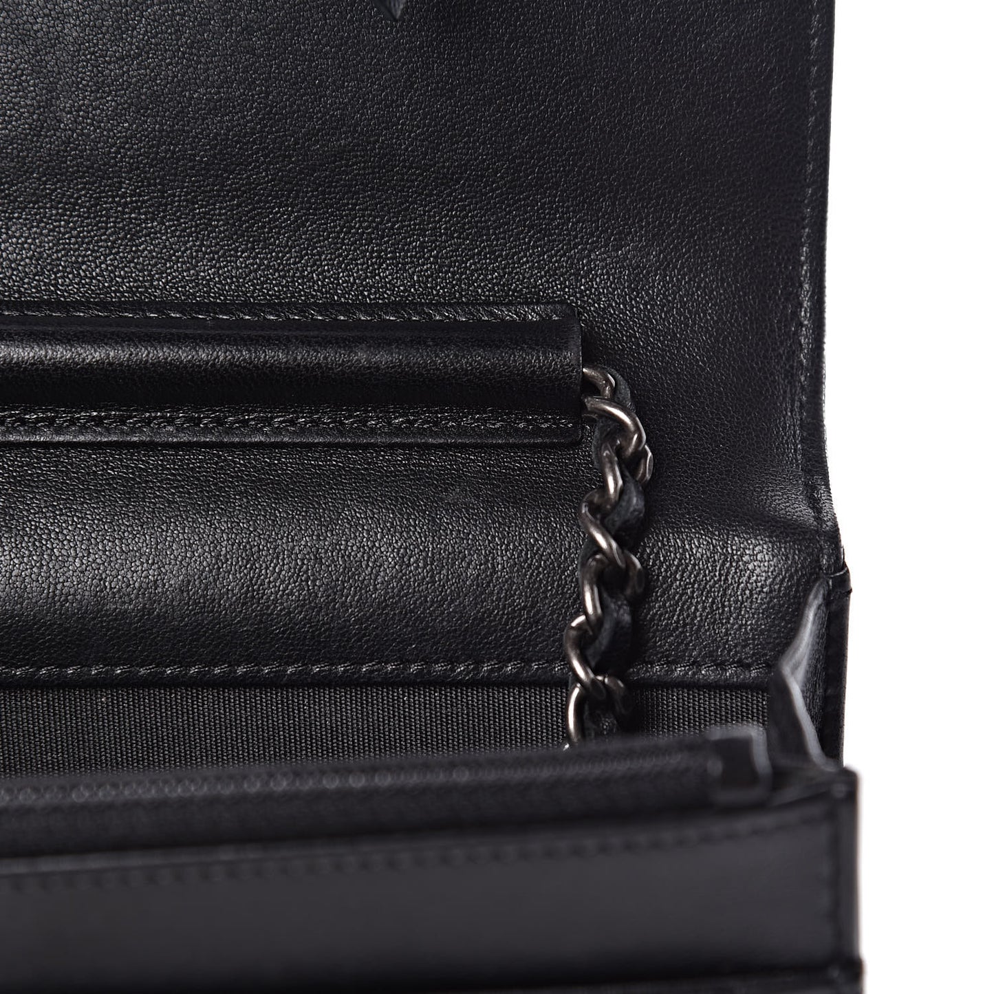 Lambskin Quilted Boy Wallet On Chain WOC Black