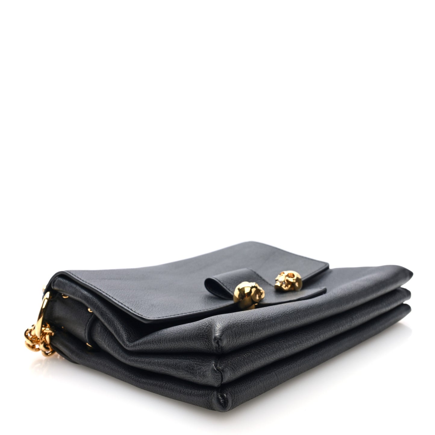 Calfskin Small Twin Skull Chain Crossbody Black