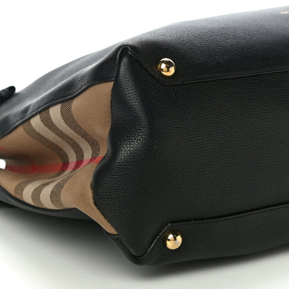 Burberry Grainy Calfskin House Check Large Banner Tote Black 9 of 14