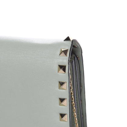 Valentino Garavani Calfskin Rockstud Wallet on Chain Water Green 12 of 15