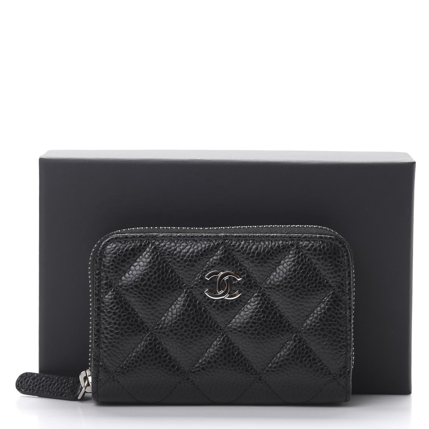 Caviar Quilted Zip Coin Purse Black