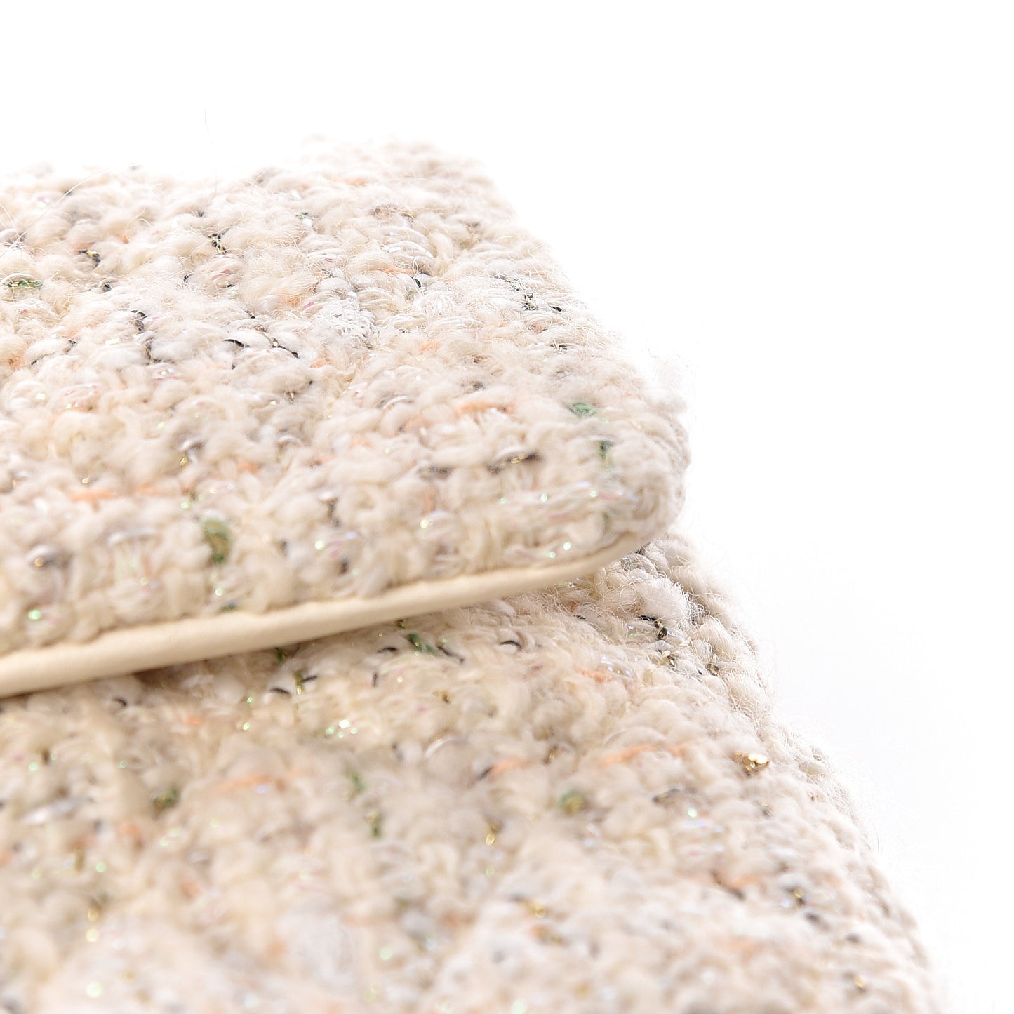 Tweed Quilted Mini Rectangular Flap Off White