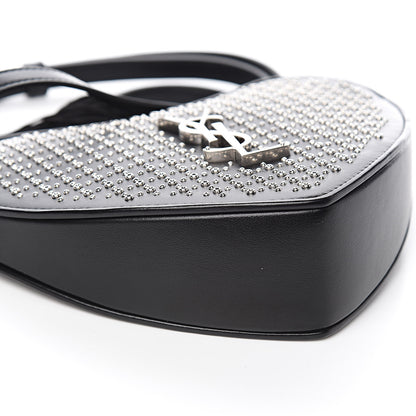 Saint Laurent Calfskin Studded Monogram Heart Shoulder Bag Black 8 of 10