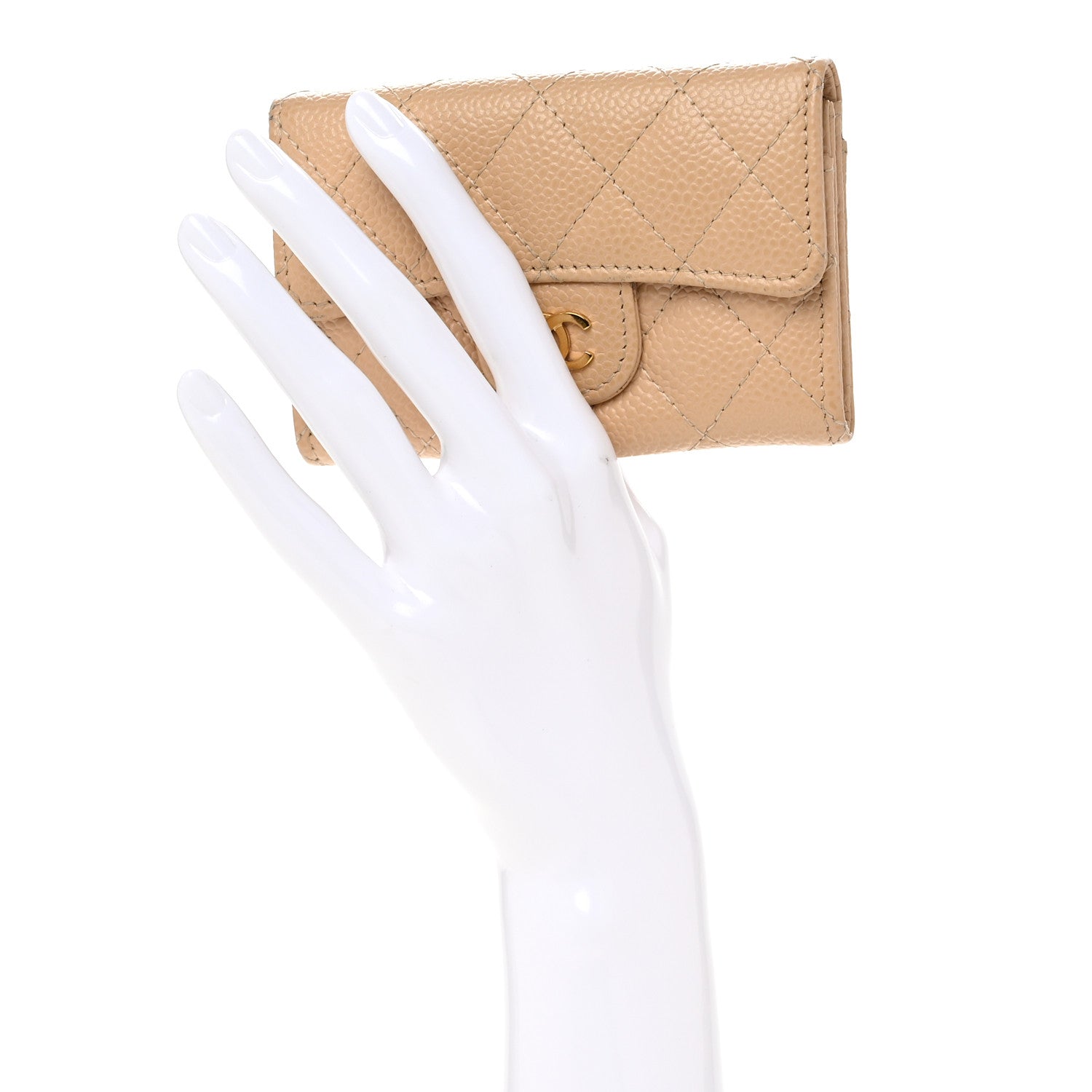 Chanel Caviar Quilted Card Holder Wallet Beige 2 of 10