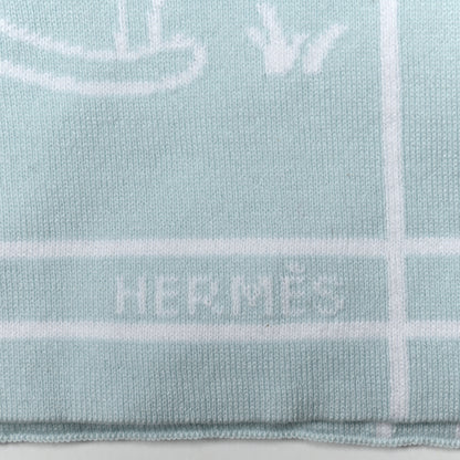Hermes Cotton Knit Adada Baby Blanket Bleu Glacier 3 of 4