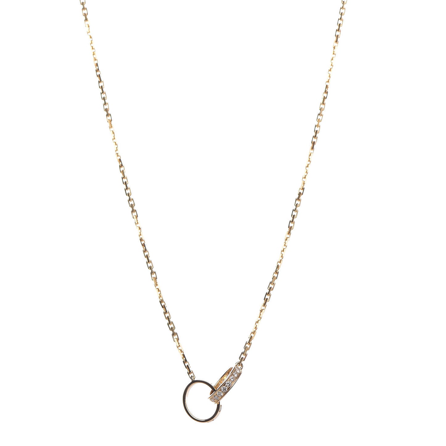 18K Yellow Gold Diamond Interlocking LOVE Necklace