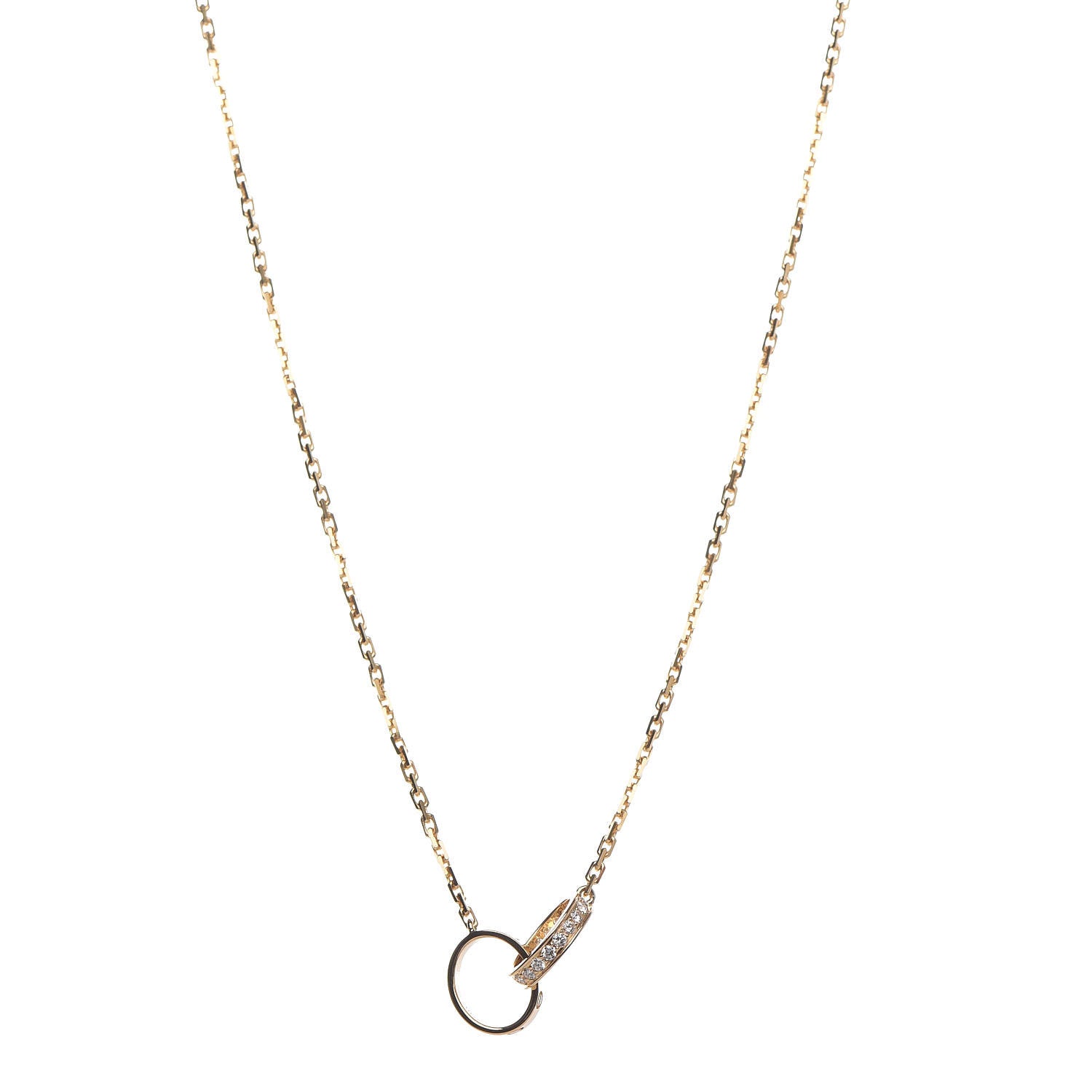 Cartier 18K Yellow Gold Diamond Interlocking LOVE Necklace 1 of 7