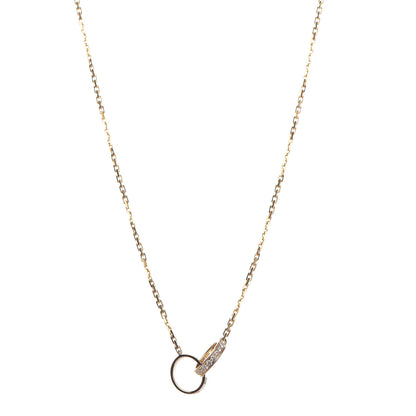 Cartier 18K Yellow Gold Diamond Interlocking LOVE Necklace 1 of 7