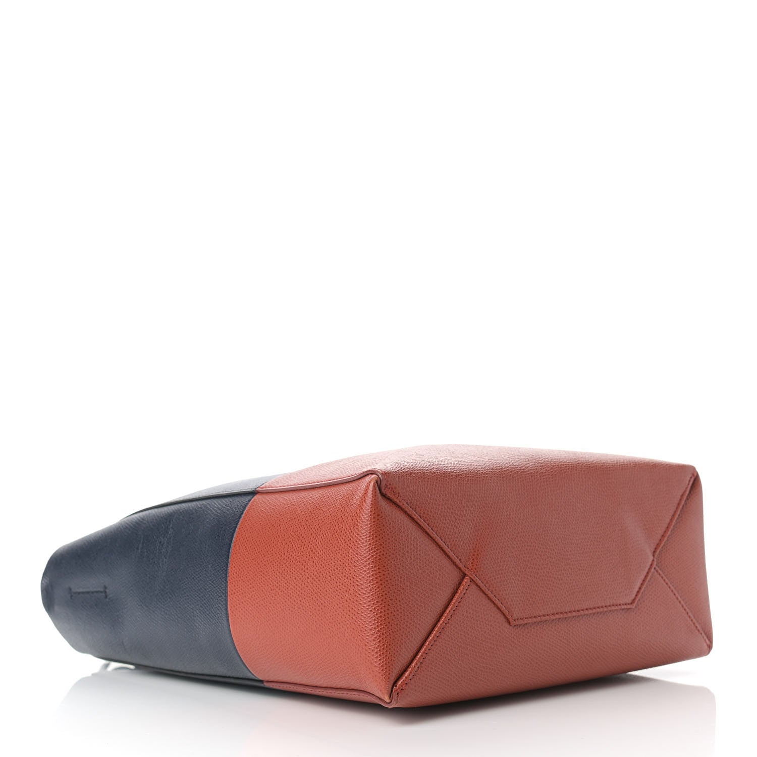 Celine Grained Calfskin Small Vertical Bi-Cabas Navy Terracotta 4 of 12